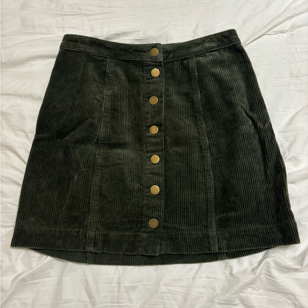 Womens small green corduroy mini skirt